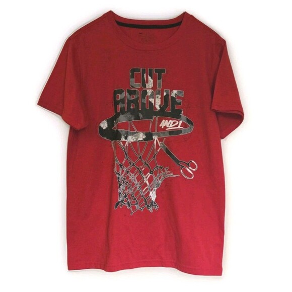 And1 Basketball Cut Above Boys XXL 2X Short Sleeve T Shirt Top Red Sports Hoop - Picture 1 of 5